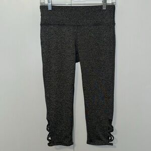 Pro Player Capri Lattice Leg Leggings Charcoal Gray Women’s S Small